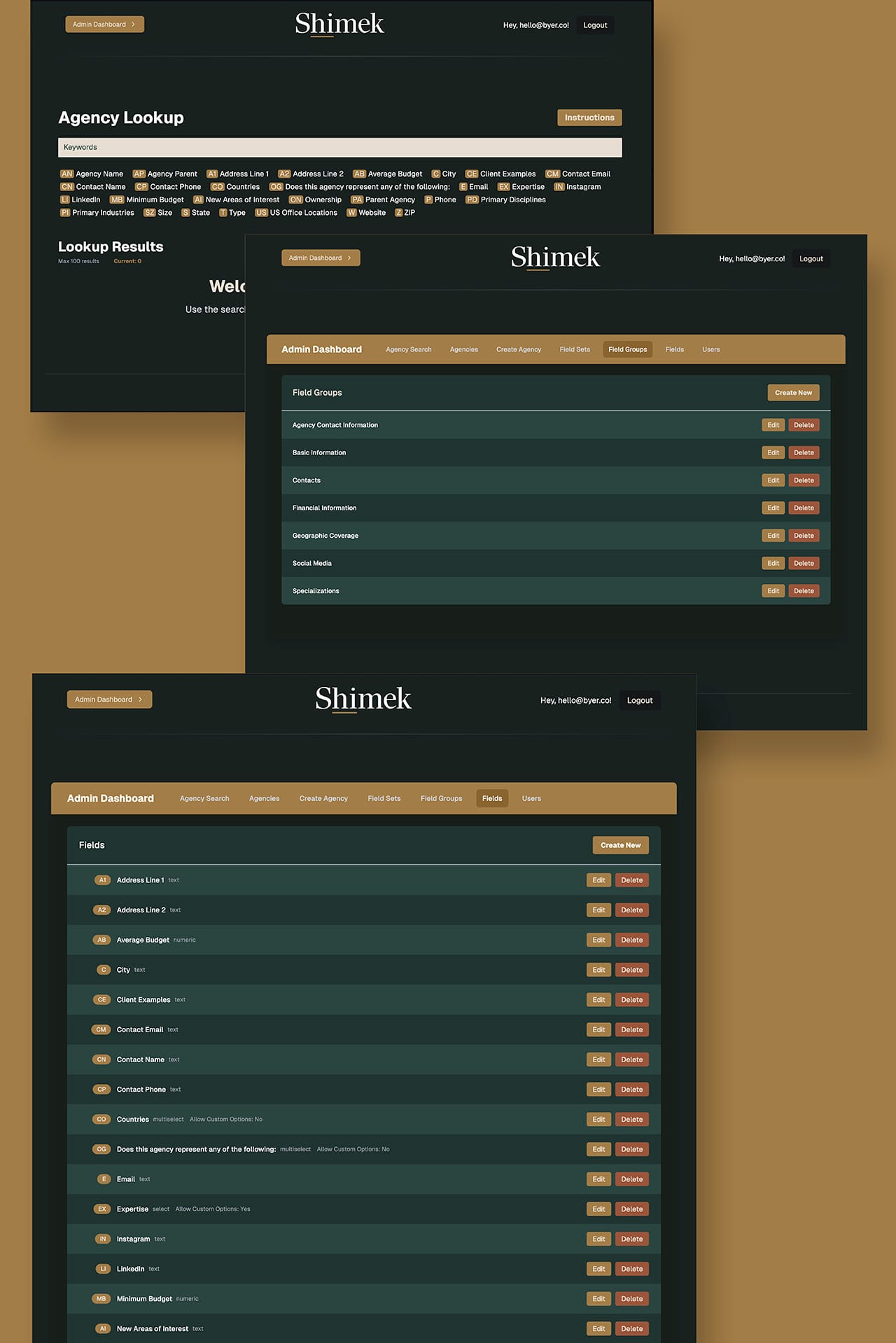 Shimek Web App